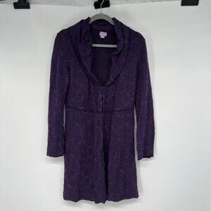 Transit Par Such 582 Patterned Sweater Coat Women's Size 5 US 14 Purple Shawl